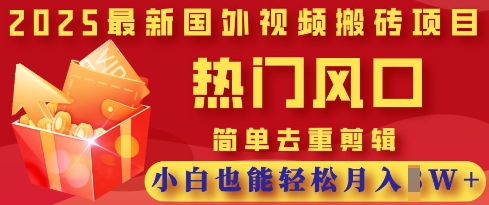 2025最新视频搬砖项目，热门风口，简单去重剪辑，小白也能轻松月入过W-学而上