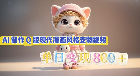 AI制作Q版现代漫画风格宠物视频，单日变现几张-学而上