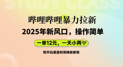 哔哩哔哩暴力拉新：2025年新风口，一单12元，一天数张(附开白渠道和保姆级教程)-学而上